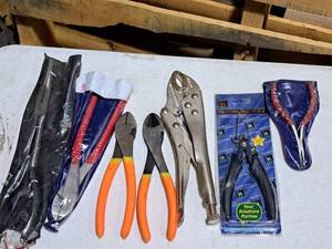 lot 432 image: Lot of (7) Hand Tools - 11 Long Nose Plier, Pliers, Wire Cutters, Professional Pliers, Needlenose Pliers
