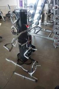 lot 20 image: Barbell Accessory Holder With Barbells, Clamps and More
