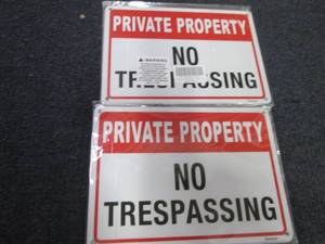 lot 180 image: 2- 4pks Metal  No Trespassing Signs...