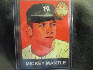 lot 214 image: Rare Custom Print Mickey Mantle Card...