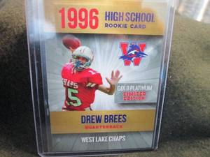 lot 237 image: Rare Custom Print Drew Brees Card...
