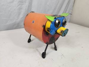 lot 56 image: New Handmade Recycled Metal Pig