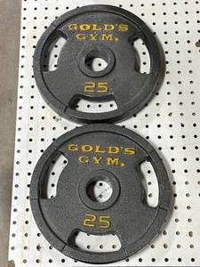 lot 16 image: Lot of 2ea 25 Pound Golds Gym Weights