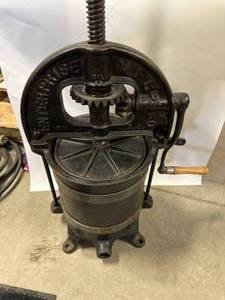 lot 27 image: Antique Enterprise Mfg Co Wine Sausage Stuffer Lard Press