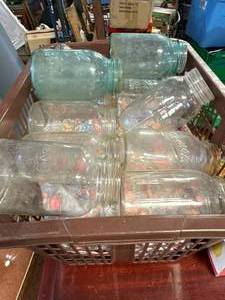 lot 29 image: Bucket of Vintage Canning Jars