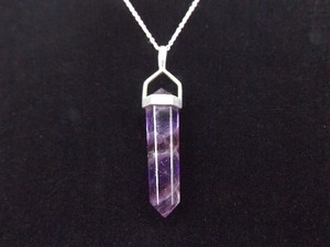 .925 Sterling Silver Amethyst Healing Crystal Pendant Necklace