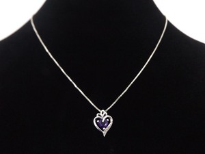 .925 Sterling Silver Amethyst Heart Pendant Necklace