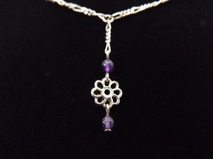 .925 Sterling Silver Amethyst Dangle Necklace