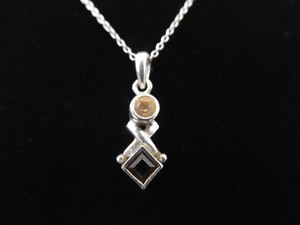 .925 Sterling Silver Citrine Crystal Pendant Necklace
