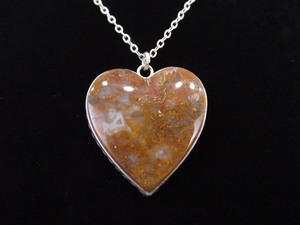 .925 Sterling Silver Jasper Heart Pendant Necklace