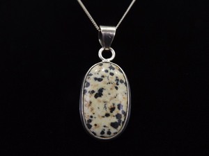 .925 Sterling Silver Dalmatian Jasper Pendant Necklace