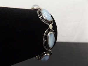 .925 Sterling Silver Light Blue Chrysoberyl Bracelet Size 7