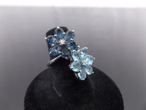 .925 Sterling Silver Topaz Crystal Flower Ring Size 6.75