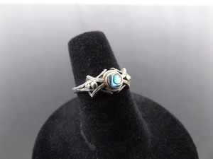 .925 Sterling Silver Inlayed Abalone Ring Size 6.75