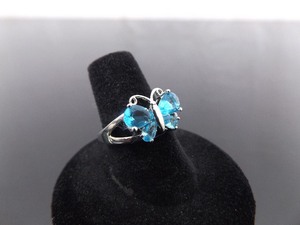 .925 Sterling Silver Topaz Crystal Butterfly Ring Size 7.25