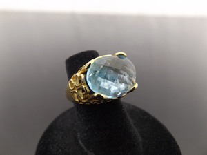 .925 Sterling Silver Oval Cut Topaz Heart Vermeil Ring Size 5