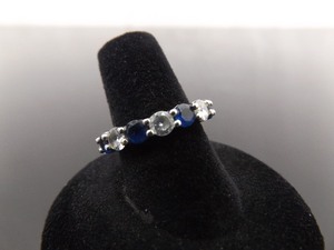 .925 Sterling Silver Sapphire Zirconia Crystal Band Ring Size 7