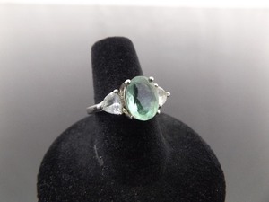 .925 Sterling Silver Aquamarine Crystal Ring Size 7