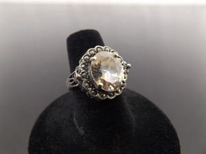 .925 Sterling Silver Light Citrine Crystal Ring Size 7