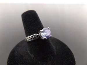 .925 Sterling Silver Light Amethyst Crystal Ring Size 8