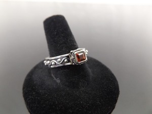 .925 Sterling Silver Garnet Fidget Spinner Ring Size 9