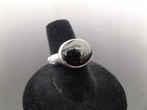 .925 Sterling Silver Garnet Cabochon Ring Size 7.5