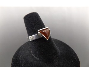 .925 Sterling Silver Amber Triangle Ring Size 6.75