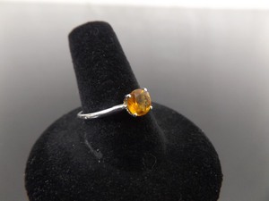 .925 Sterling Silver Citrine Solitaire Ring Size 8.5