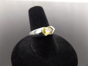 .925 Sterling Silver Yellow Sapphire Ring Size 8