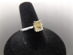 .925 Sterling Silver Emerald Cut Black Rutilated Quartz Ring Size 8