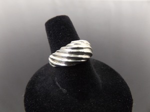 .925 Sterling Silver Carved Dome Ring Size 7
