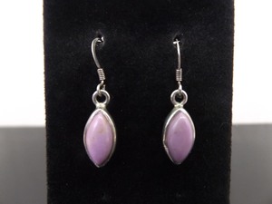 .925 Sterling Silver Rhodonite Cabochon Hook Earrings