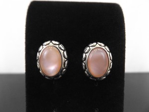 .925 Sterling Silver Pink Chrysoberyl Cabochon Post Earrings