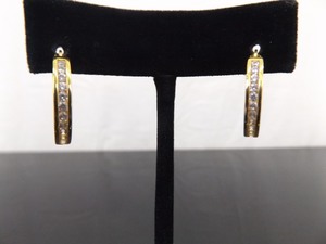 .925 Sterling Silver Zirconia Crystal Vermeil Hoop Hinged Post Latch Earrings