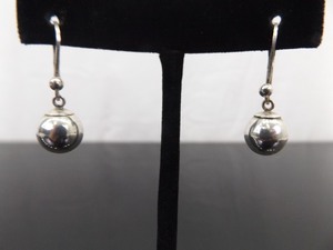.925 Sterling Silver Ball Dangle Latch Hook Earrings