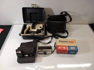 lot 33 image: Vintage Polaroid Cameras and Camera Cases (Valuable and Iconic Kodak 100  Polaroid Revere Automatic 1024  One Step)