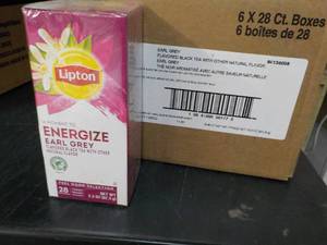 lot 28 image: 6 Boxes Lipton Energize Earl Grey B...