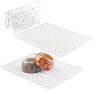 lot 62 image: mDesign Kitchen In-Sink Protector Mats Pads Sets, Quick Draining - Use In Sinks to Protect Surfaces and Dishes - Combo Set 1 Sink Saddle, 2 Large Sink Mats - Set of 3, Clear