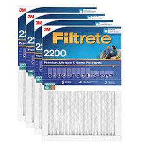 lot 65 image: Filtrete 3M 2200 Series 4-Pack Filter, Reduces Airborne Dust, Allergens, Bacteria & Viruses  20 x 30 x 1