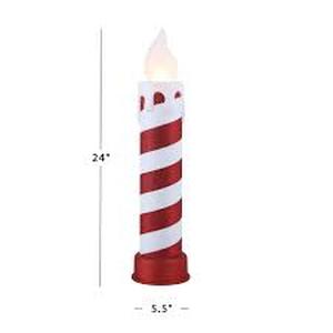 lot 57 image: 24 Glitter Blow Mold Candle - Red & White Stripe