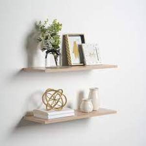 lot 98 image: Slim Floating Shelves (2 Pack), Light Oak, .5 Thick, 36 L x 10 W