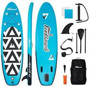 lot 109 image: FunBase Premium Inflatable Paddle Board, 106 32  6, Inflexible Board Constructed with Twin Layer Woven Drop Sew, SUP with 5mm Non-Slip Delicate Deck Pad