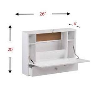 lot 111 image: SEI Furniture Willingham Wall Mount Folding Desk, White