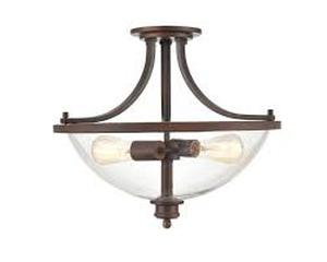Forsyth 2 Light 17 Wide Semi-Flush Bowl Ceiling Fixture  3622- BRUSHED NICKEL