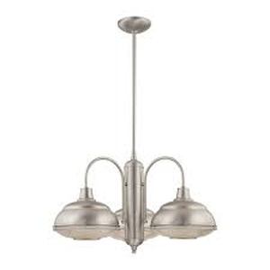 Neo-Industrial 3 Light Single Tier Chandelier  5333- Satin Nickel