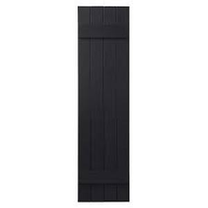 lot 74 image: Ply Gem 15 in. x 46.93 in. Polypropylene 4-Board Closed Board and Batten Shutters Pair in Black