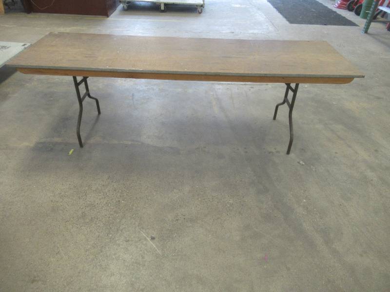 Folding Table With Wooden Top, 96 x 30 x 30 Tall - USED IN WAREHOUSE, SOLD AS IS