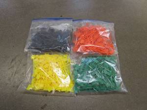 Bags of Mini Zip Tie Tags - Black, Orange, Green & Yellow