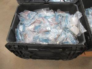 Bin of Fiberon Elements Railing Black Aluminum Post Mount Hardware Pack WoodConcrete (NEW)  SOLD AS IS