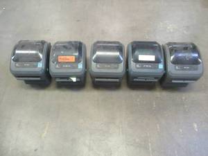 (5) Zebra ZP 450 and 450 ctp Direct Thermal Desktop Label Printers - Missing Power Adapters, Used in Warehouse, Worked when last used, SOLD AS IS